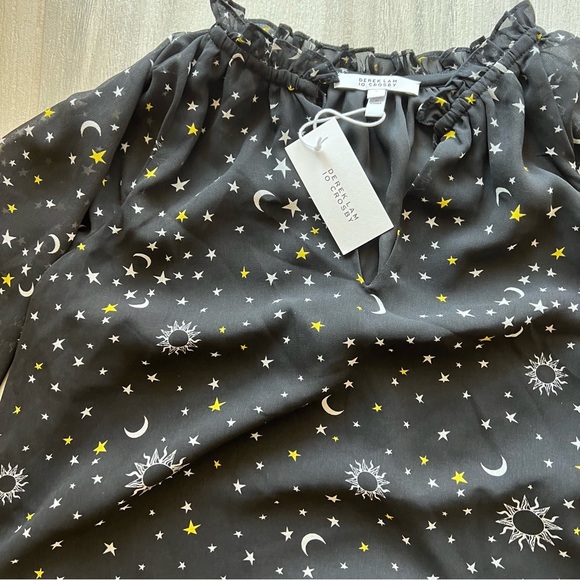 DEREK LAM 10 CROSBY Juno Celestial dress 6 moon+stars black chiffon flowy NEW​ - Picture 8 of 8